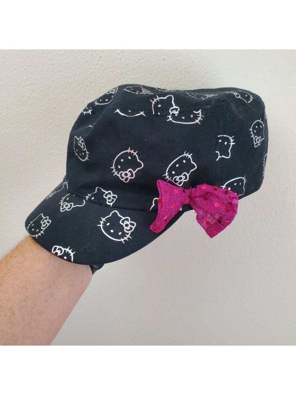 Hello Kitty Sanrio black and pink Y2K Cadet style cap